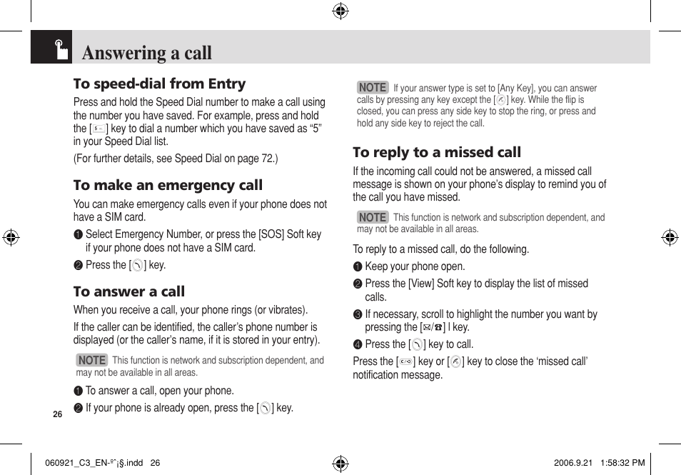 Answering a call | Pantech C3 User Manual | Page 27 / 97