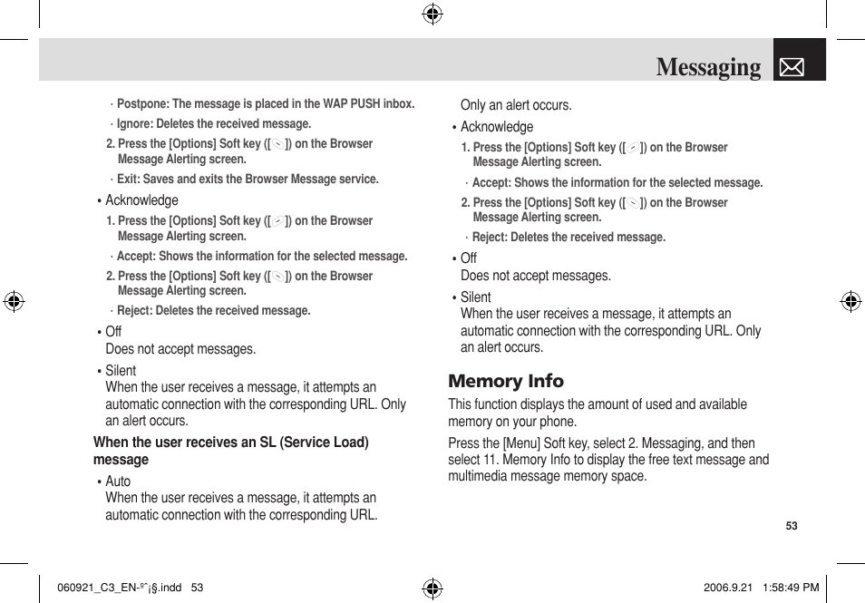 Messaging | Pantech C3 User Manual | Page 54 / 97