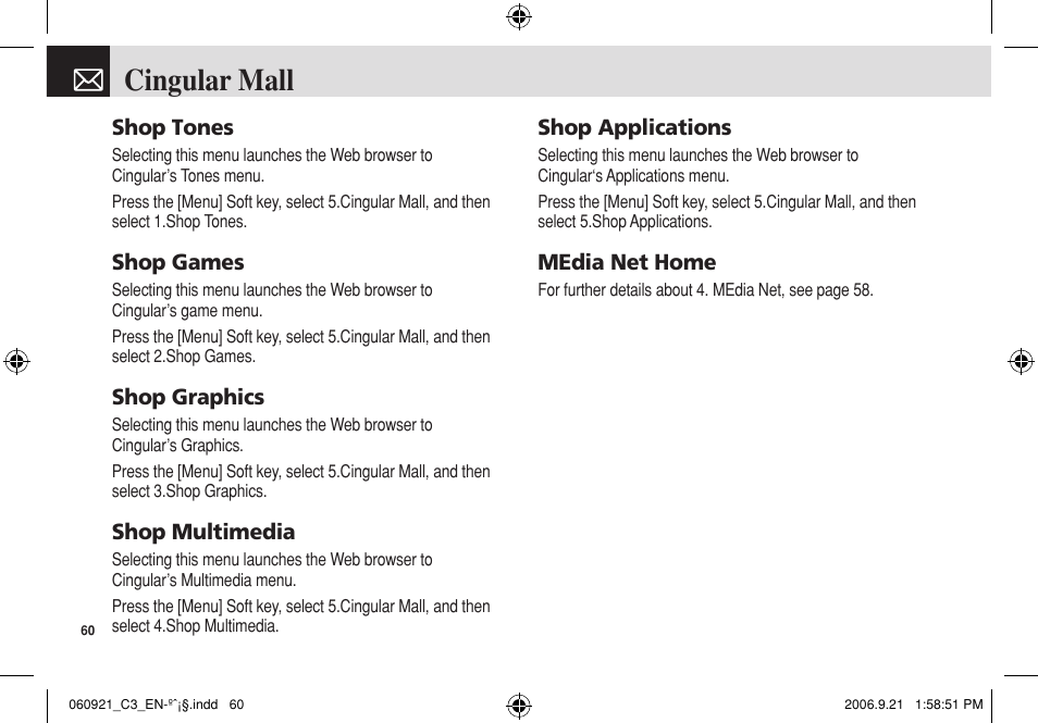Cingular mall | Pantech C3 User Manual | Page 61 / 97