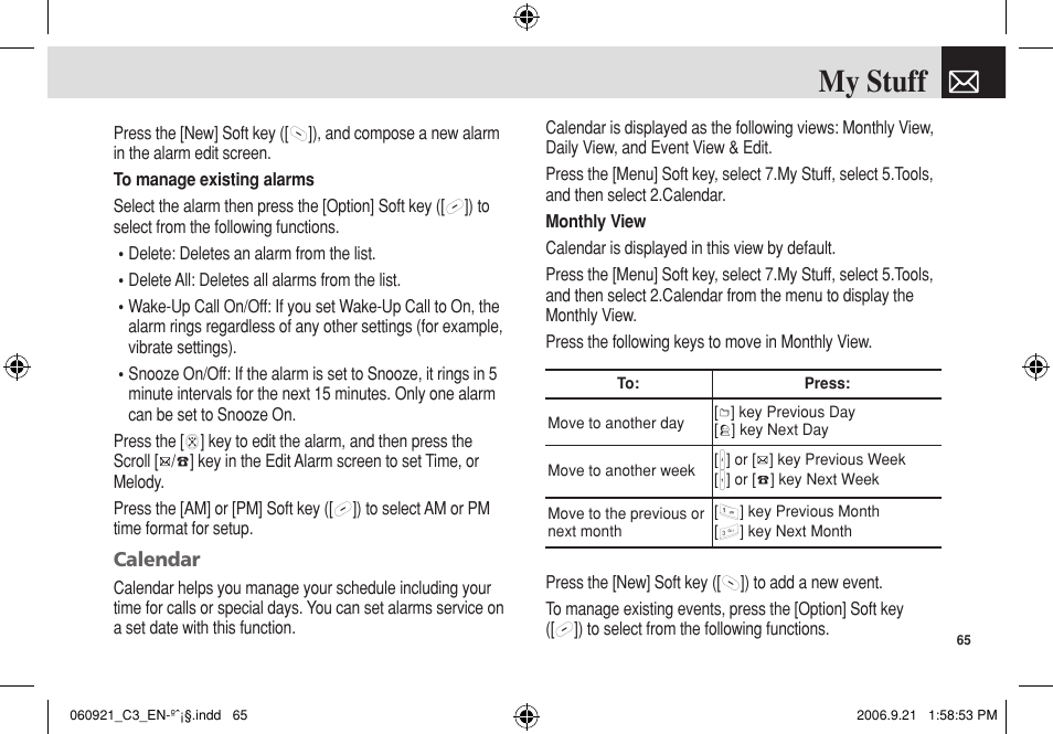 My stuff | Pantech C3 User Manual | Page 66 / 97