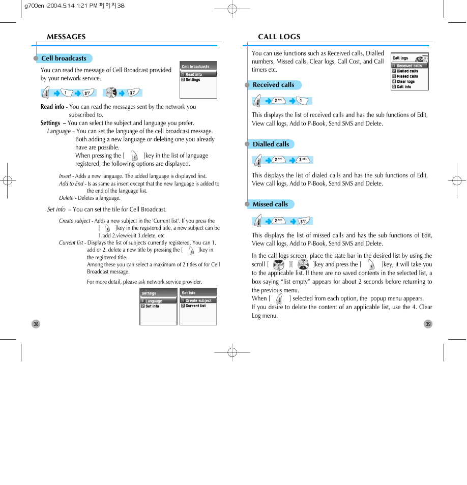 Pantech G700 User Manual | Page 20 / 55