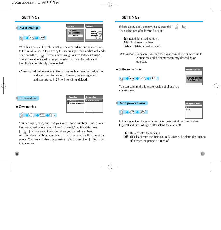 Pantech G700 User Manual | Page 29 / 55