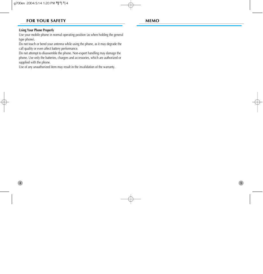 Pantech G700 User Manual | Page 3 / 55