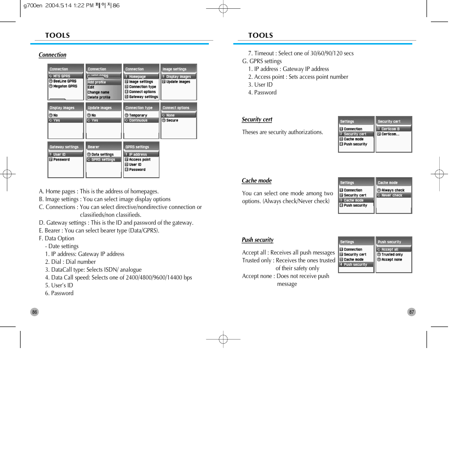 Pantech G700 User Manual | Page 44 / 55