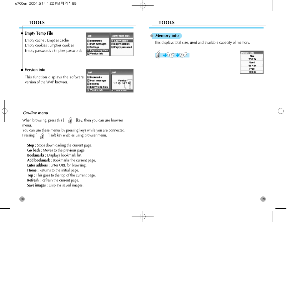 Pantech G700 User Manual | Page 45 / 55