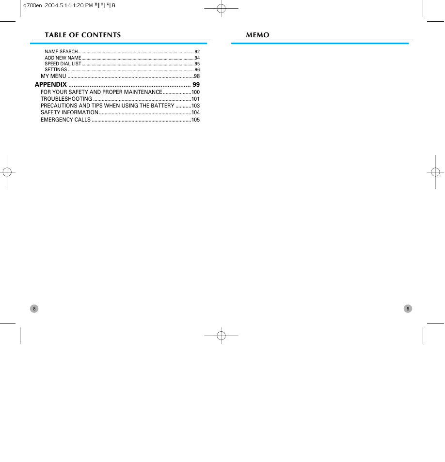 Pantech G700 User Manual | Page 5 / 55