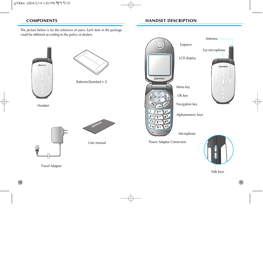 Pantech G700 User Manual | Page 6 / 55