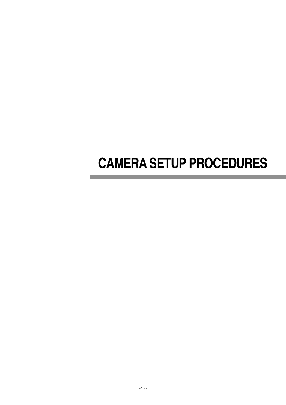 Camera setup procedures | Pantech WV-NW474S User Manual | Page 17 / 58