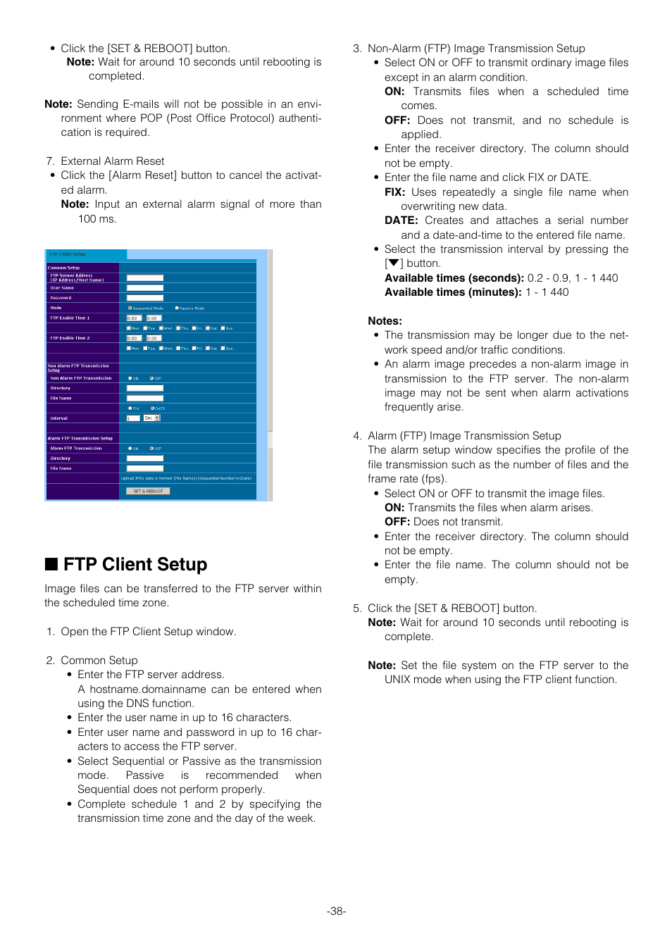 Ftp client setup | Pantech WV-NW474S User Manual | Page 38 / 58