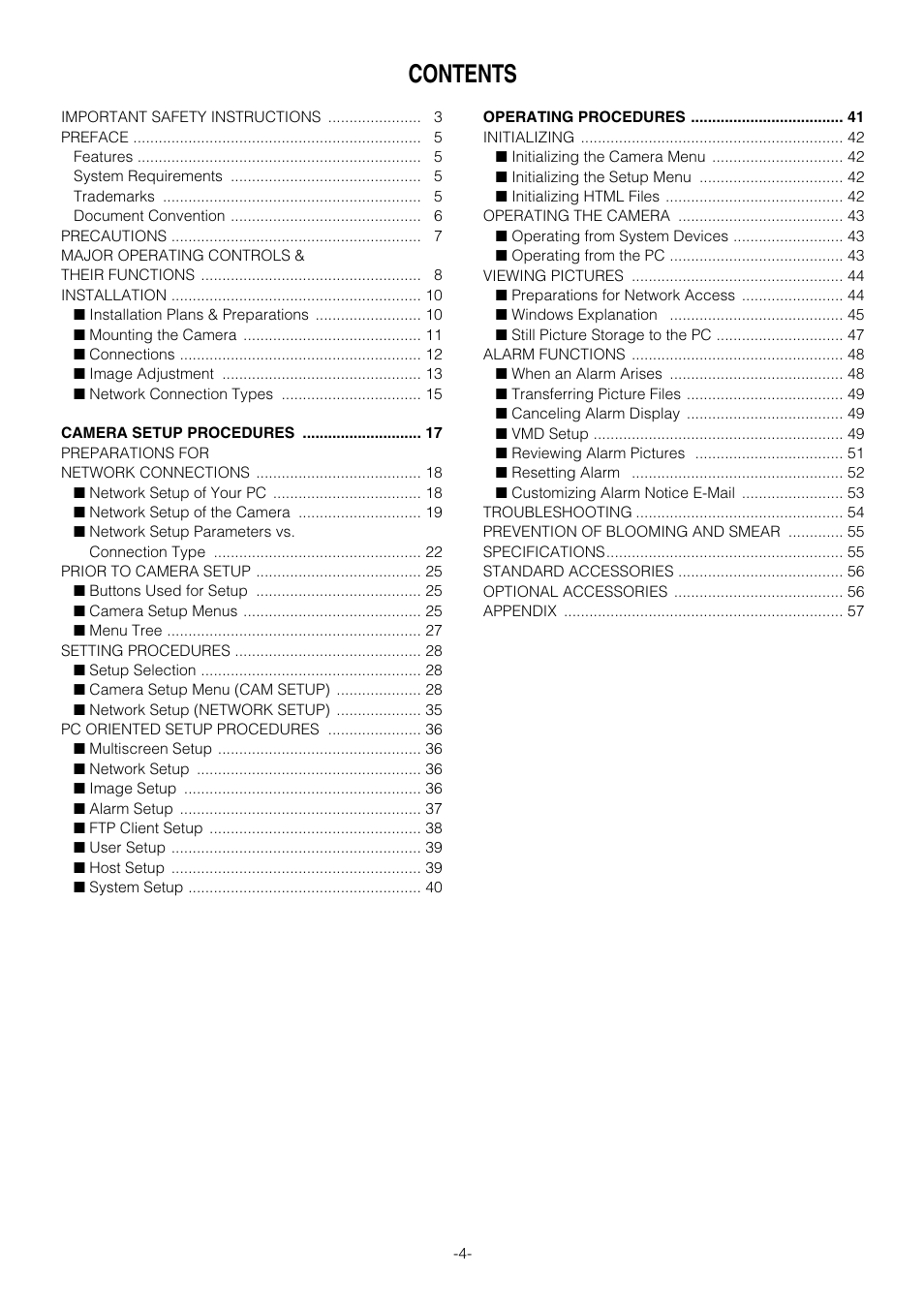 Pantech WV-NW474S User Manual | Page 4 / 58