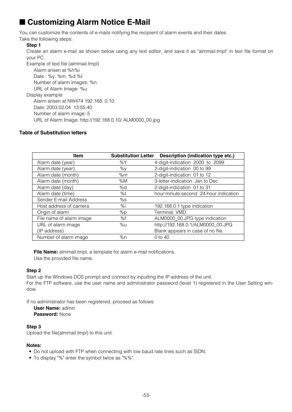 Customizing alarm notice e-mail | Pantech WV-NW474S User Manual | Page 53 / 58