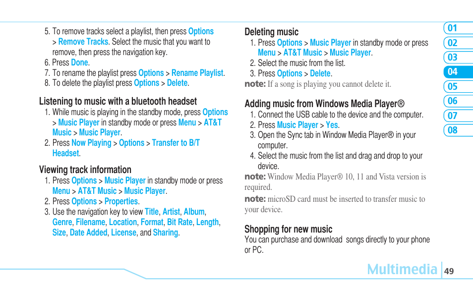 Multimedia | Pantech C630 User Manual | Page 49 / 84