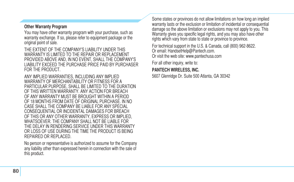 Pantech C630 User Manual | Page 80 / 84