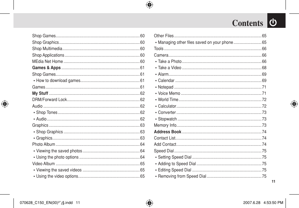 Pantech C150 User Manual | Page 12 / 101