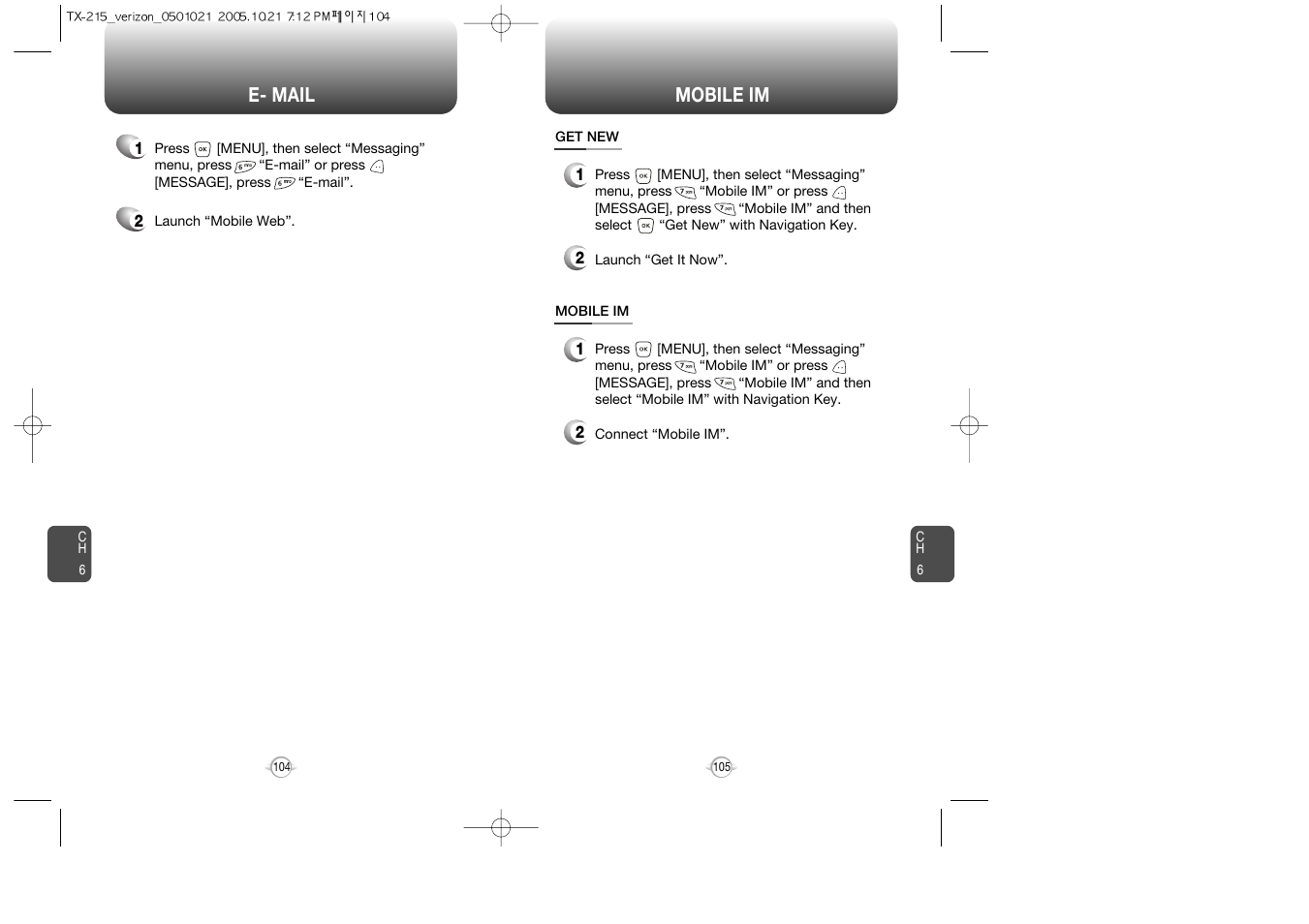 Access e-mail | Pantech PN-215 User Manual | Page 106 / 140