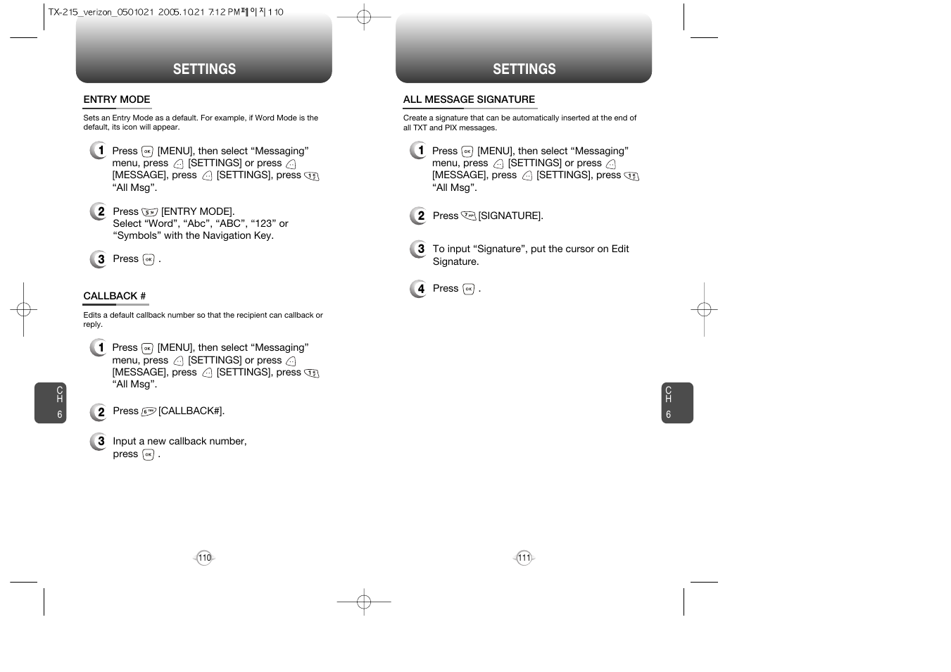 Settings | Pantech PN-215 User Manual | Page 113 / 140