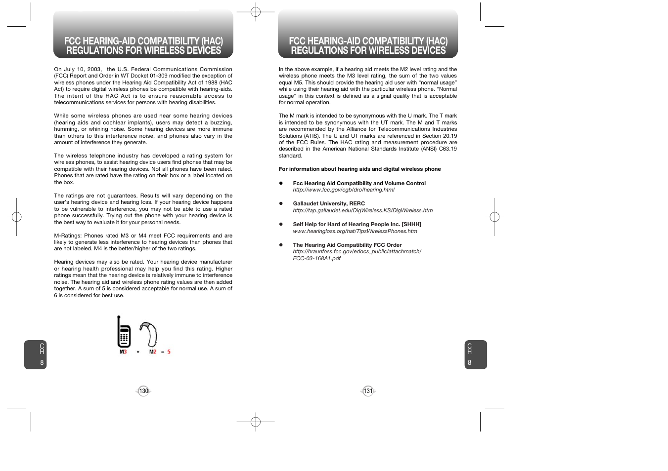 Hearing aid compatability info | Pantech PN-215 User Manual | Page 132 / 140