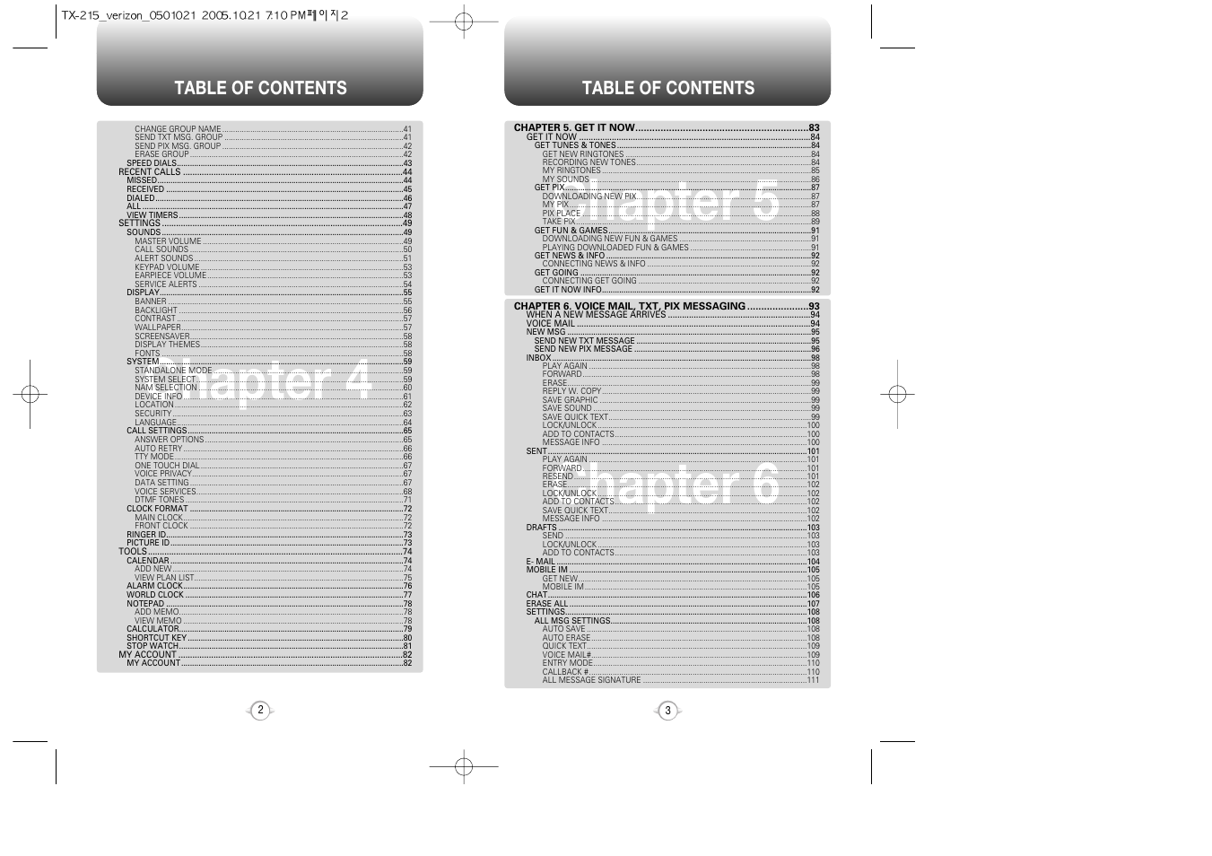 Pantech PN-215 User Manual | Page 5 / 140