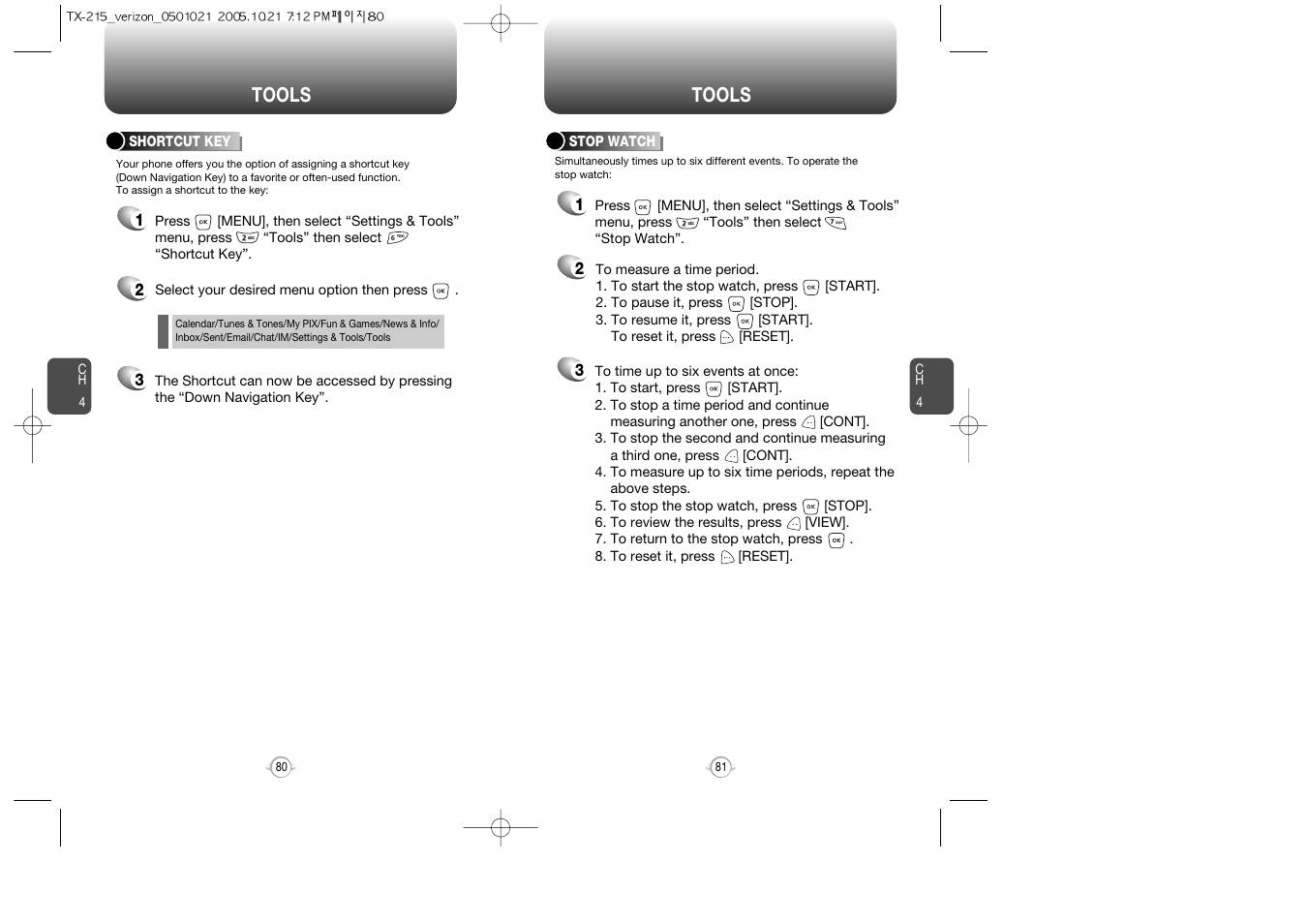 Tools | Pantech PN-215 User Manual | Page 82 / 140