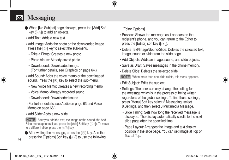 Messaging | Pantech C300 User Manual | Page 45 / 97