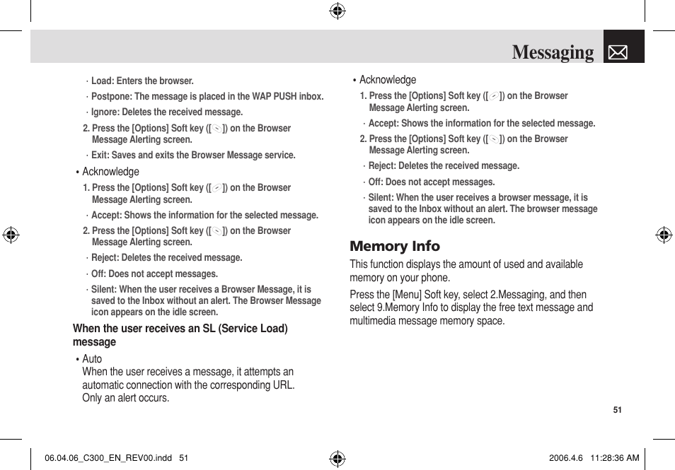 Messaging | Pantech C300 User Manual | Page 52 / 97