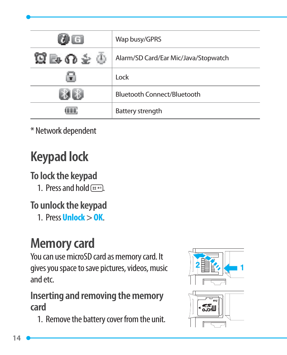 Keypad lock | Pantech P1000 User Manual | Page 15 / 97