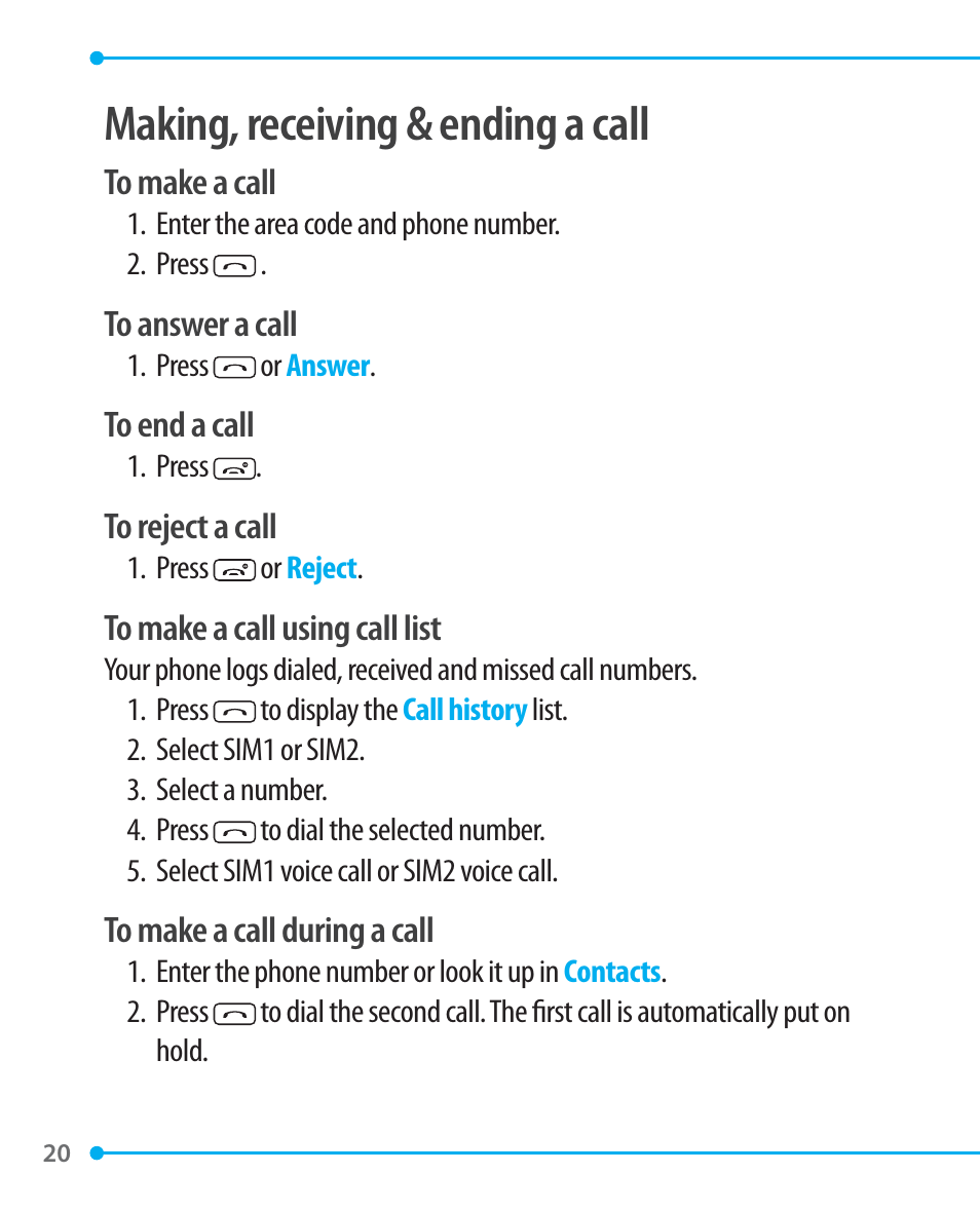 Making, receiving & ending a call | Pantech P1000 User Manual | Page 21 / 97