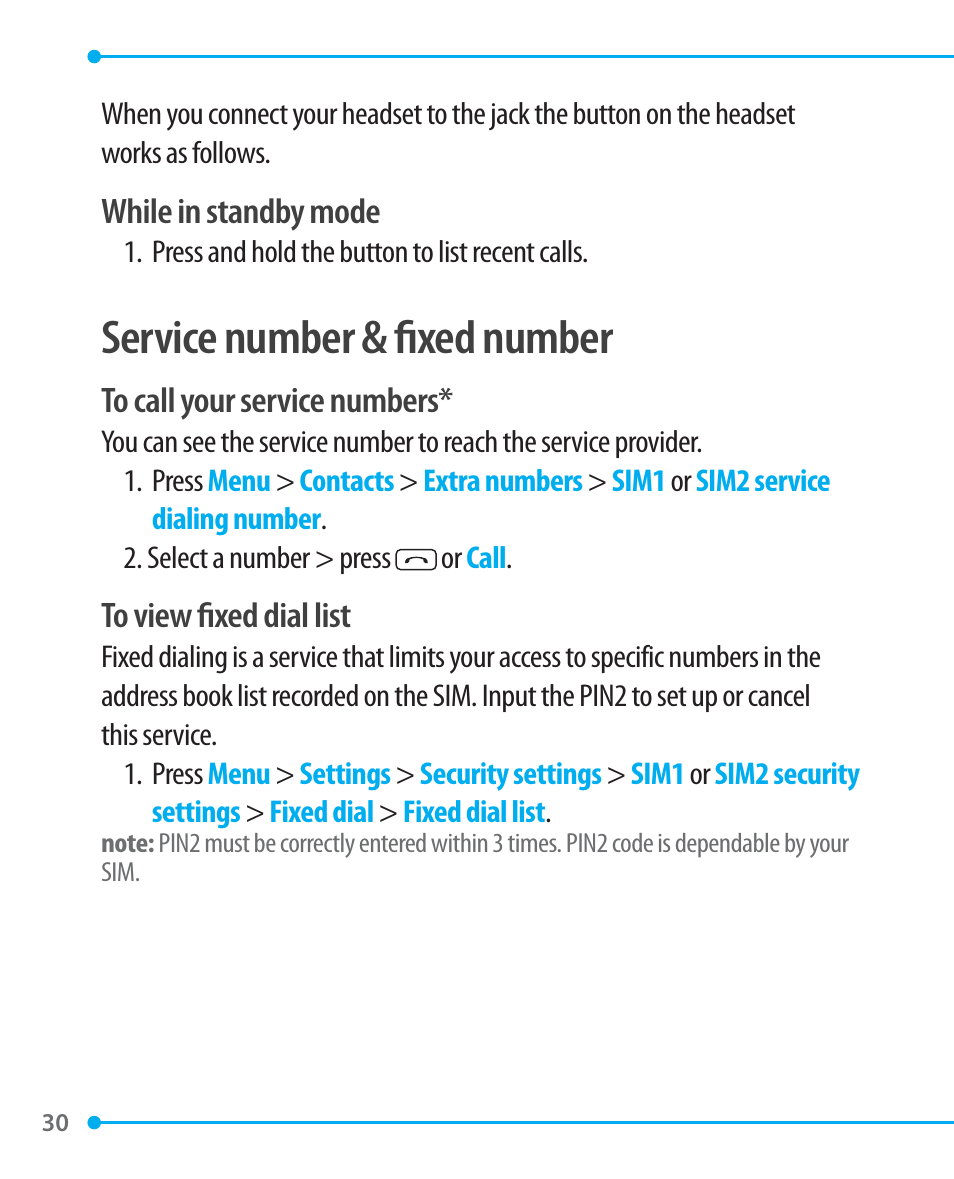 Service number & fixed number | Pantech P1000 User Manual | Page 31 / 97