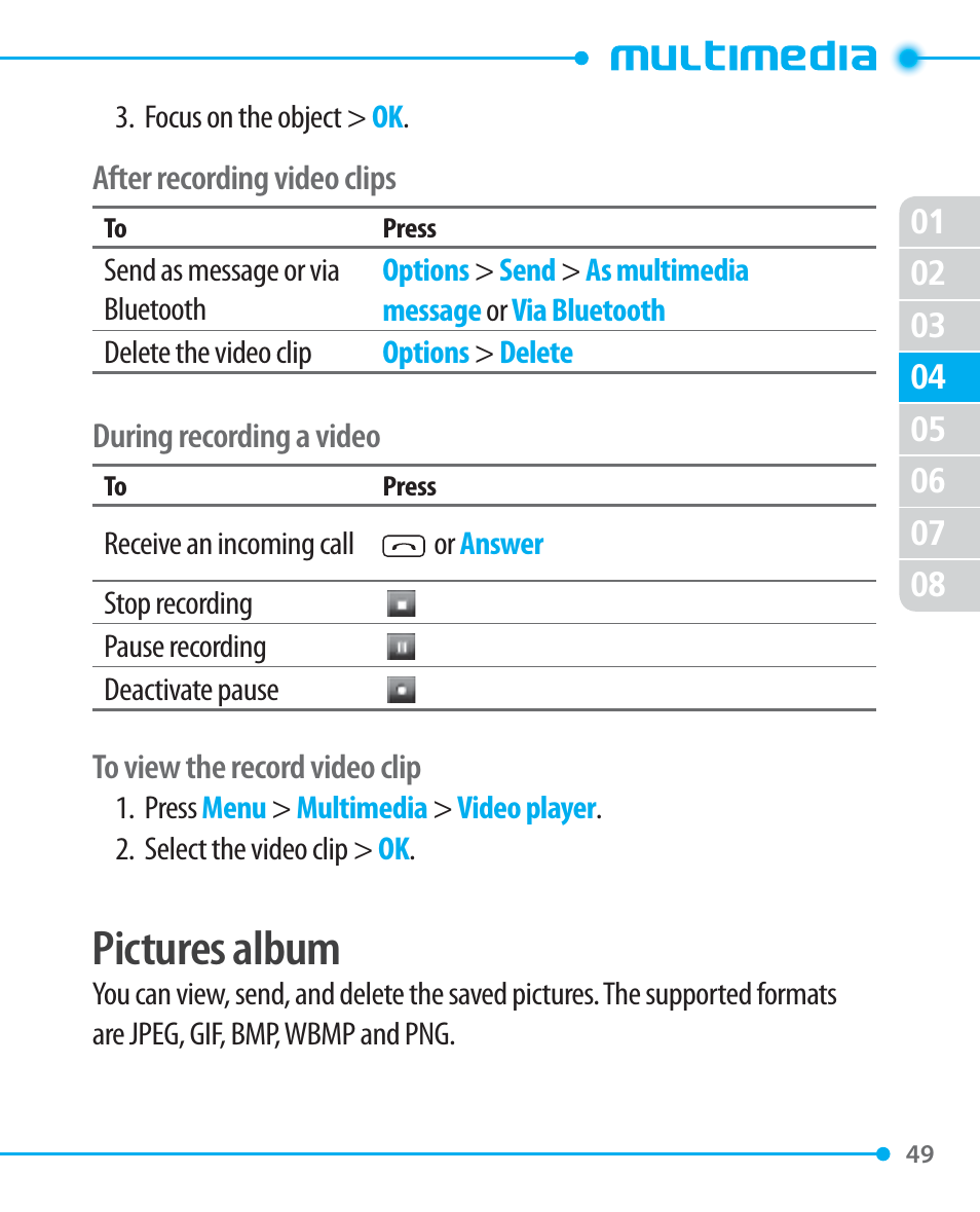 Pictures album | Pantech P1000 User Manual | Page 50 / 97