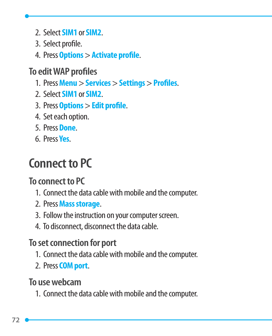 Connect to pc | Pantech P1000 User Manual | Page 73 / 97