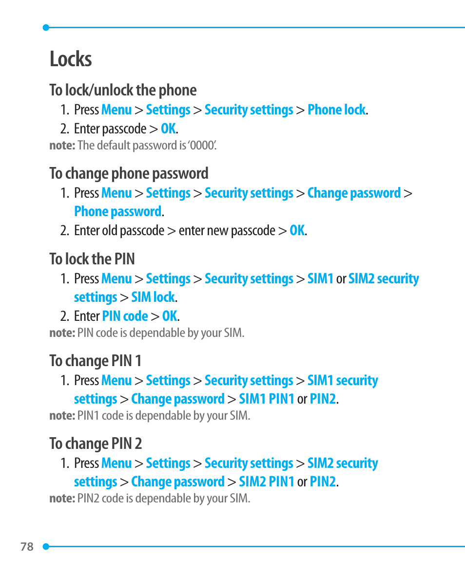 Locks | Pantech P1000 User Manual | Page 79 / 97