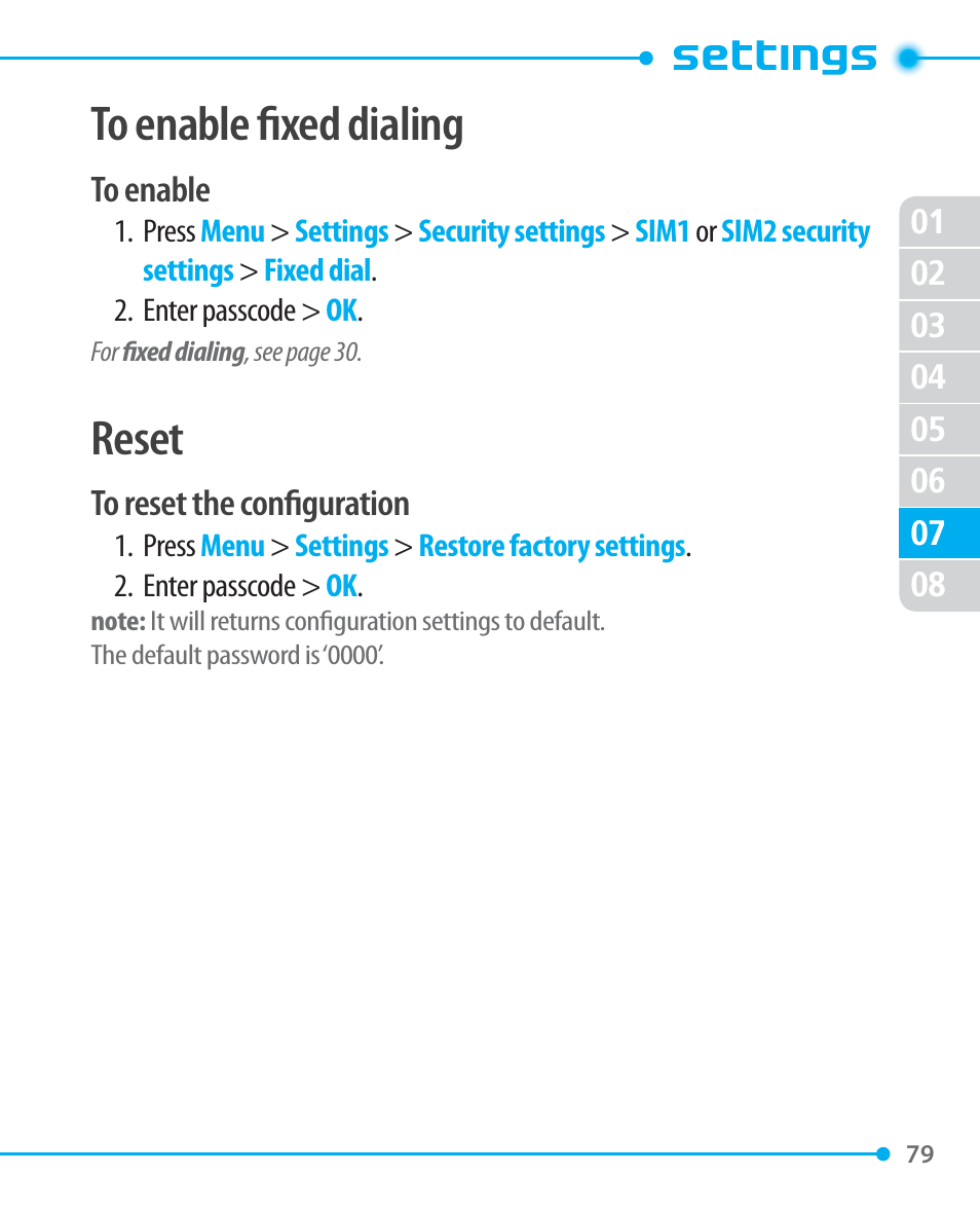 Reset | Pantech P1000 User Manual | Page 80 / 97