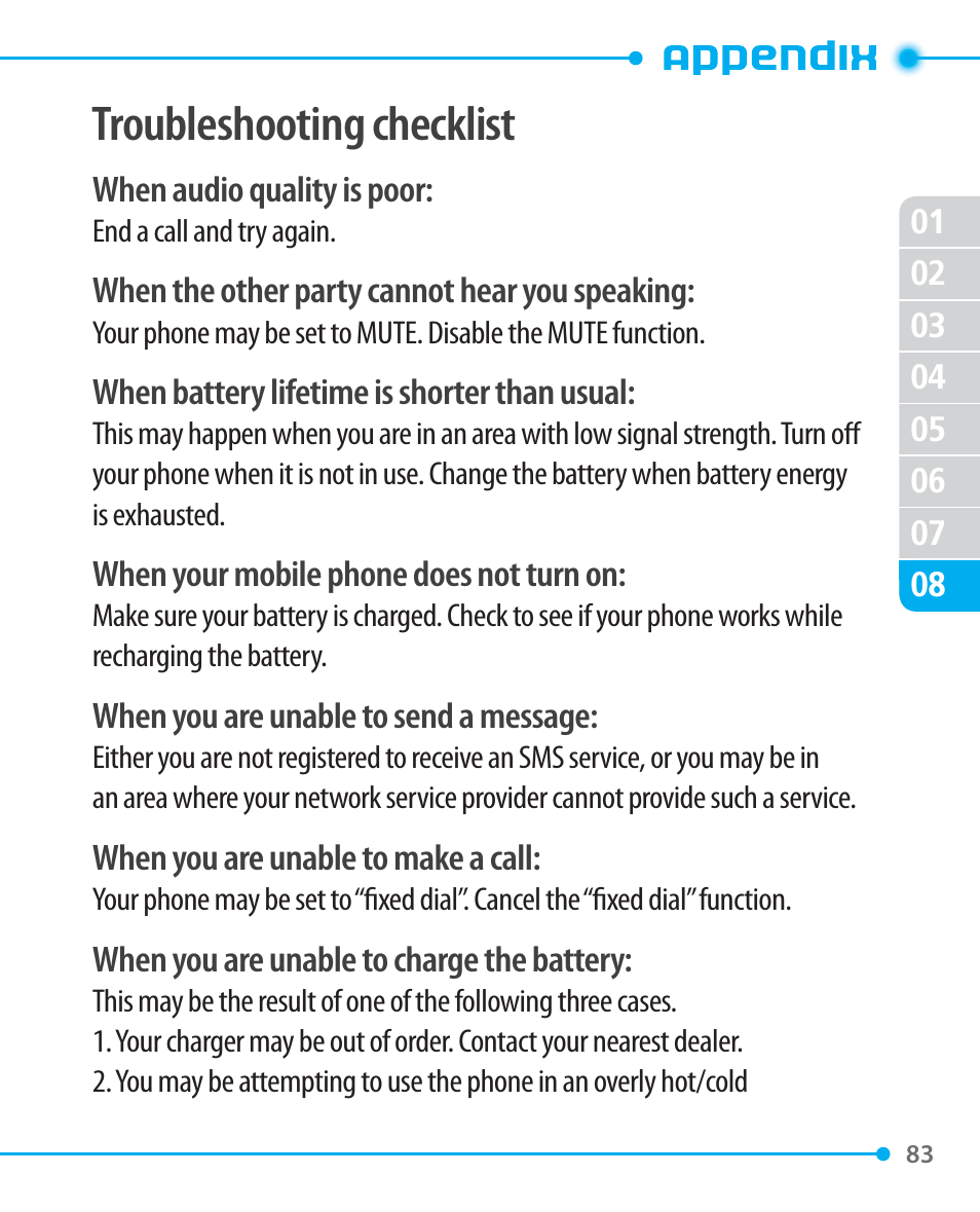 Troubleshooting checklist | Pantech P1000 User Manual | Page 84 / 97