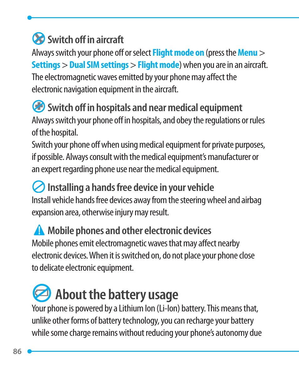 About the battery usage | Pantech P1000 User Manual | Page 87 / 97