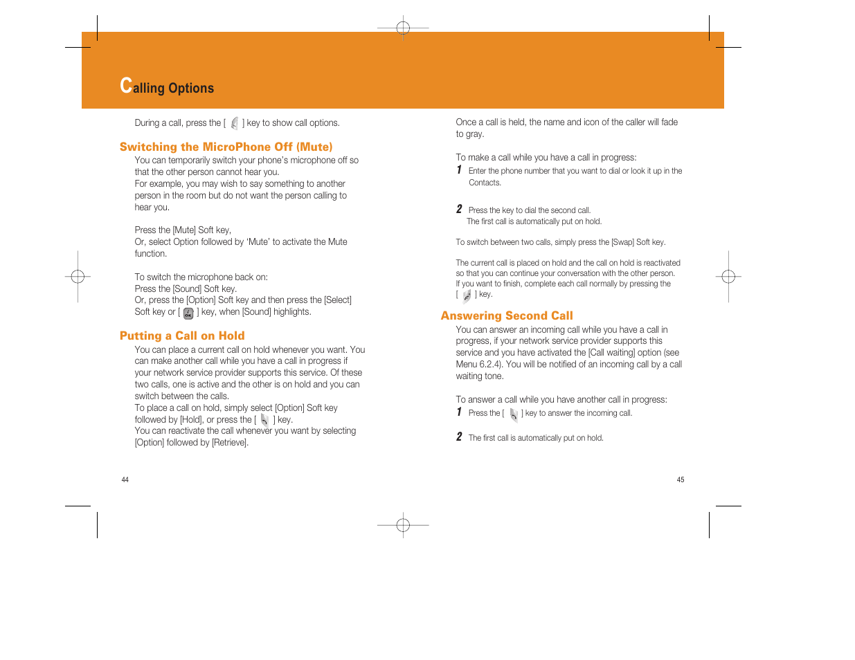 Alling options | Pantech GF200 User Manual | Page 23 / 76