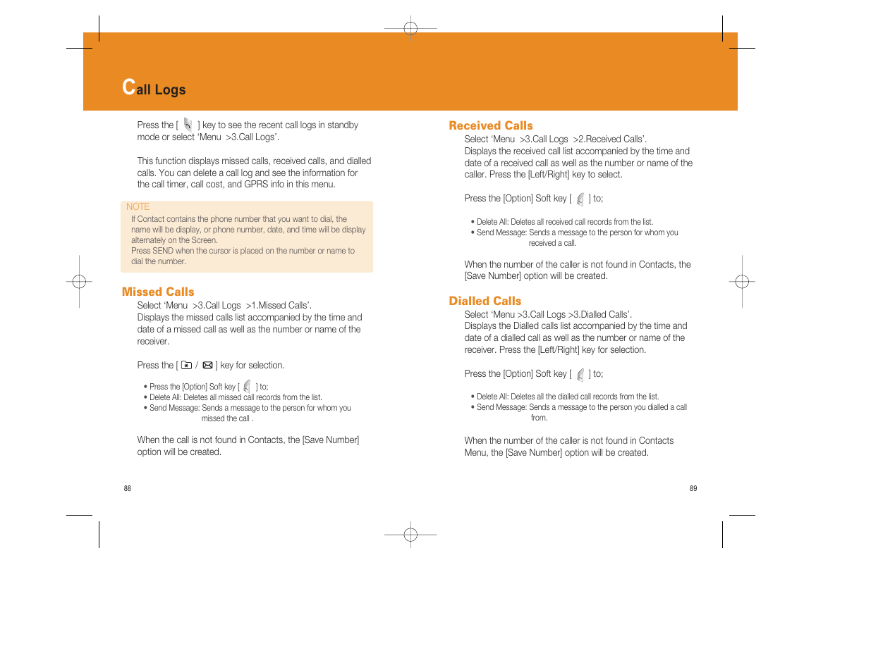 All logs | Pantech GF200 User Manual | Page 45 / 76