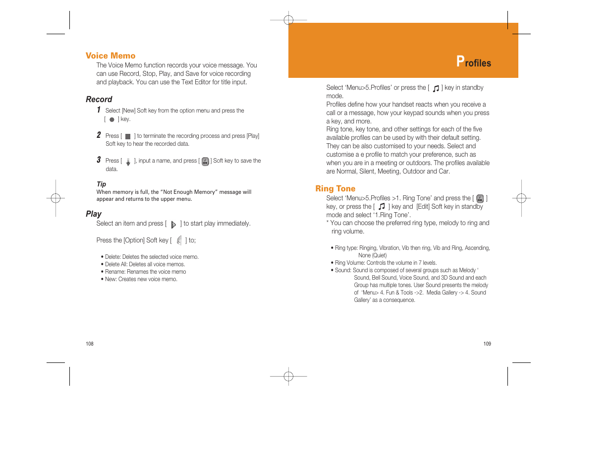 Rofiles | Pantech GF200 User Manual | Page 55 / 76