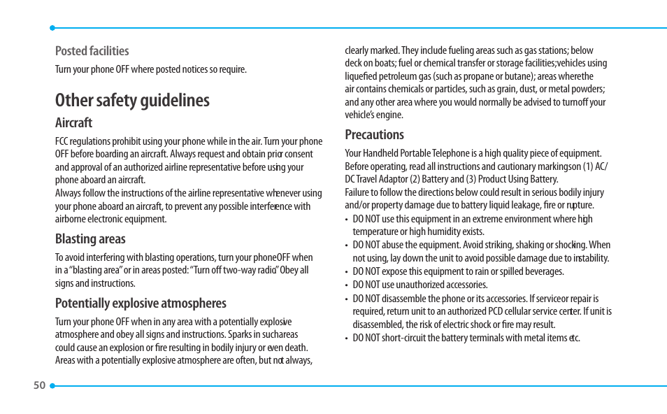 Other safety guidelines | Pantech CDM8635 User Manual | Page 50 / 67