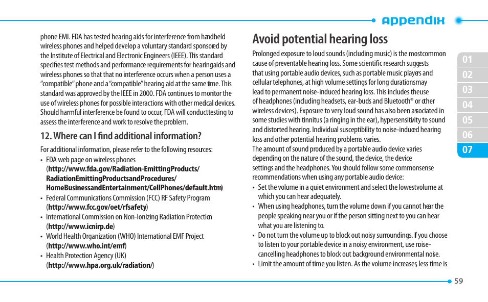 Avoid potential hearing loss, Where can i find additional information | Pantech CDM8635 User Manual | Page 59 / 67