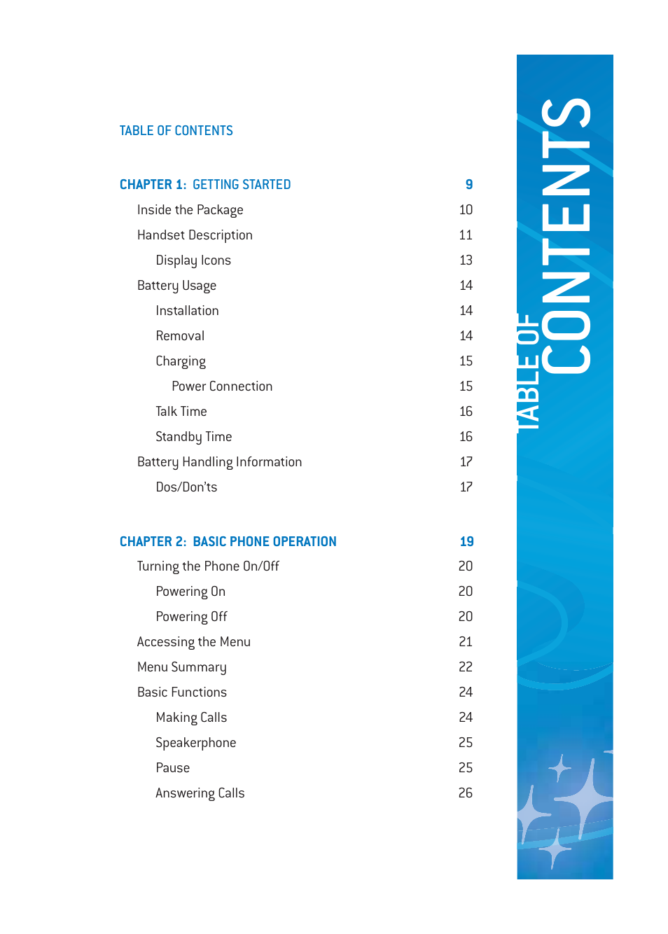 Co ntents, Ta bl e o f | Pantech DM-P205 User Manual | Page 3 / 149