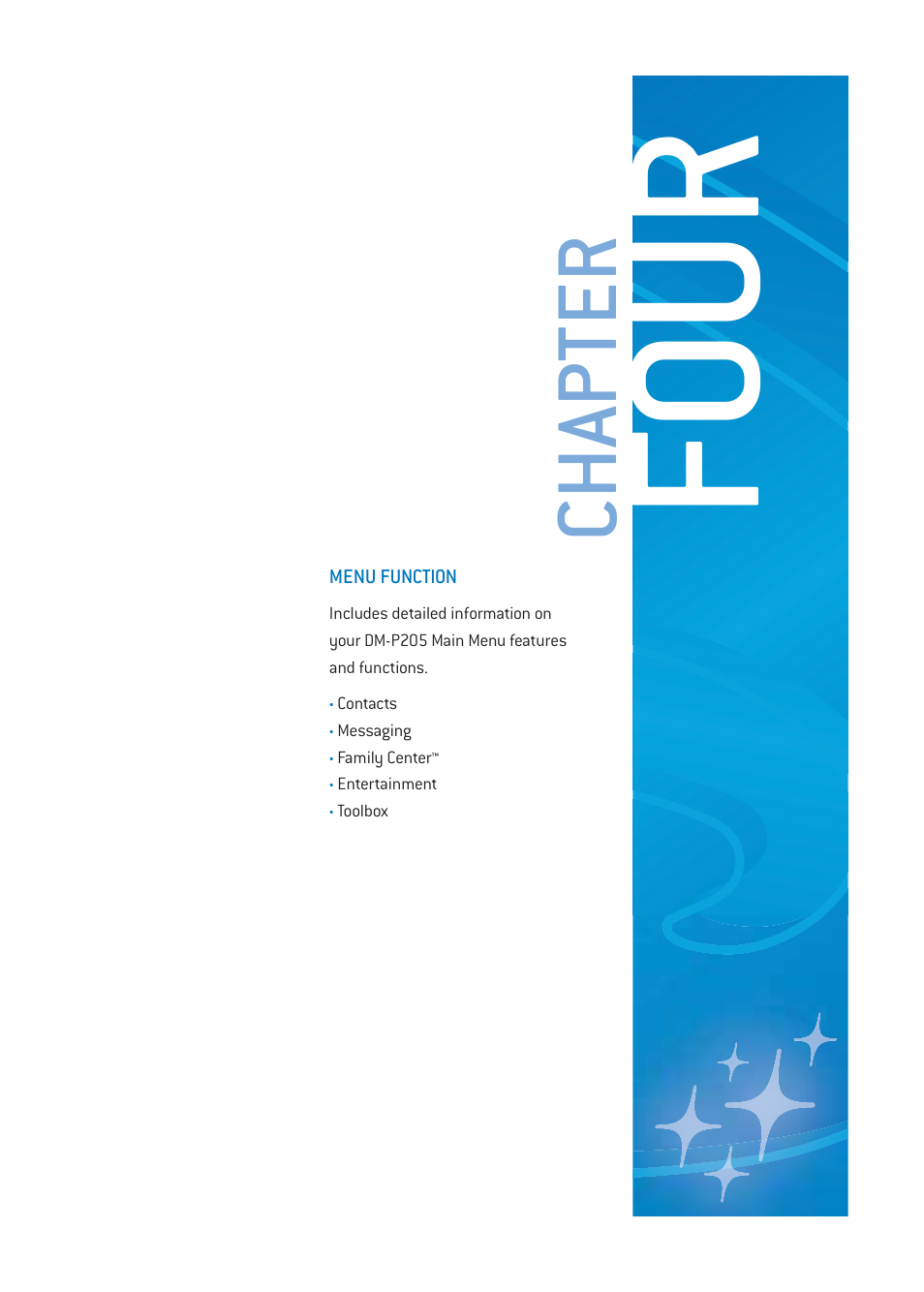 Fou r, Chapter | Pantech DM-P205 User Manual | Page 39 / 149
