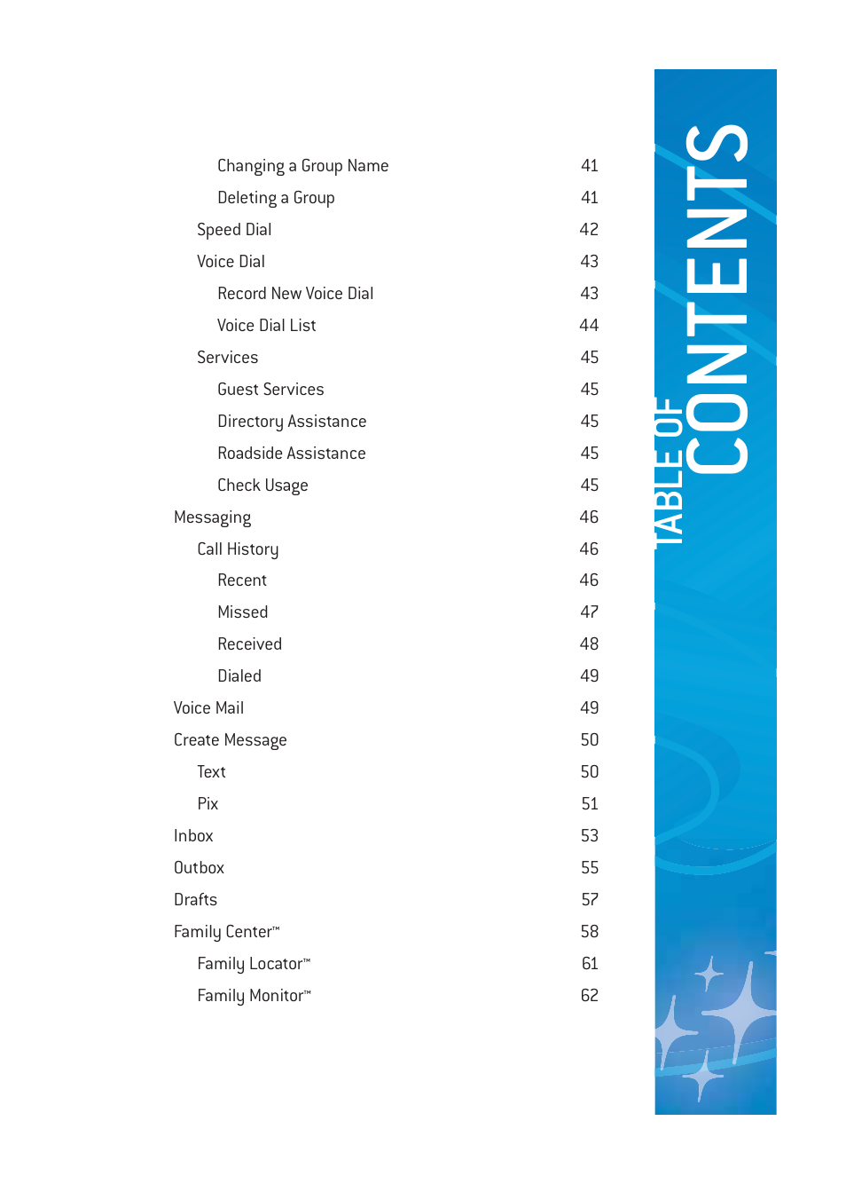 Co ntents, Ta bl e o f | Pantech DM-P205 User Manual | Page 5 / 149