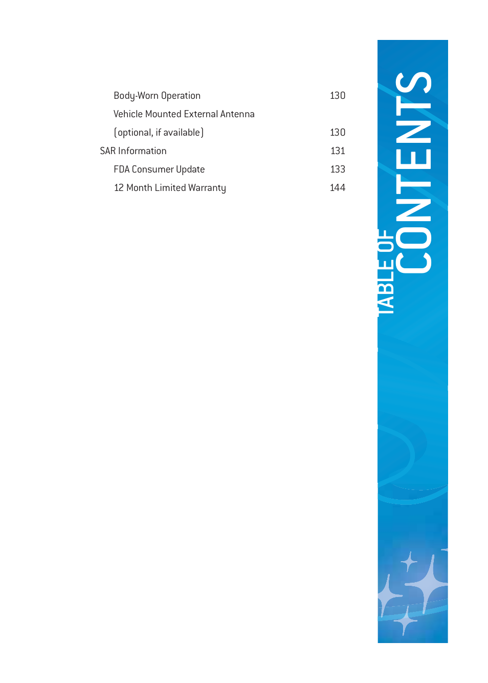 Co ntents, Ta bl e o f | Pantech DM-P205 User Manual | Page 9 / 149