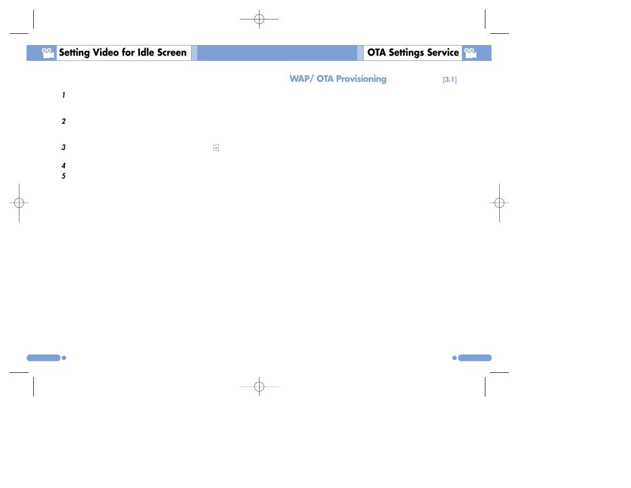 Setting video for idle screen ota settings service | Pantech PG-3500 User Manual | Page 19 / 78