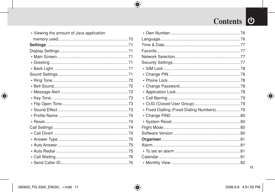 Pantech PG-3300 User Manual | Page 12 / 105