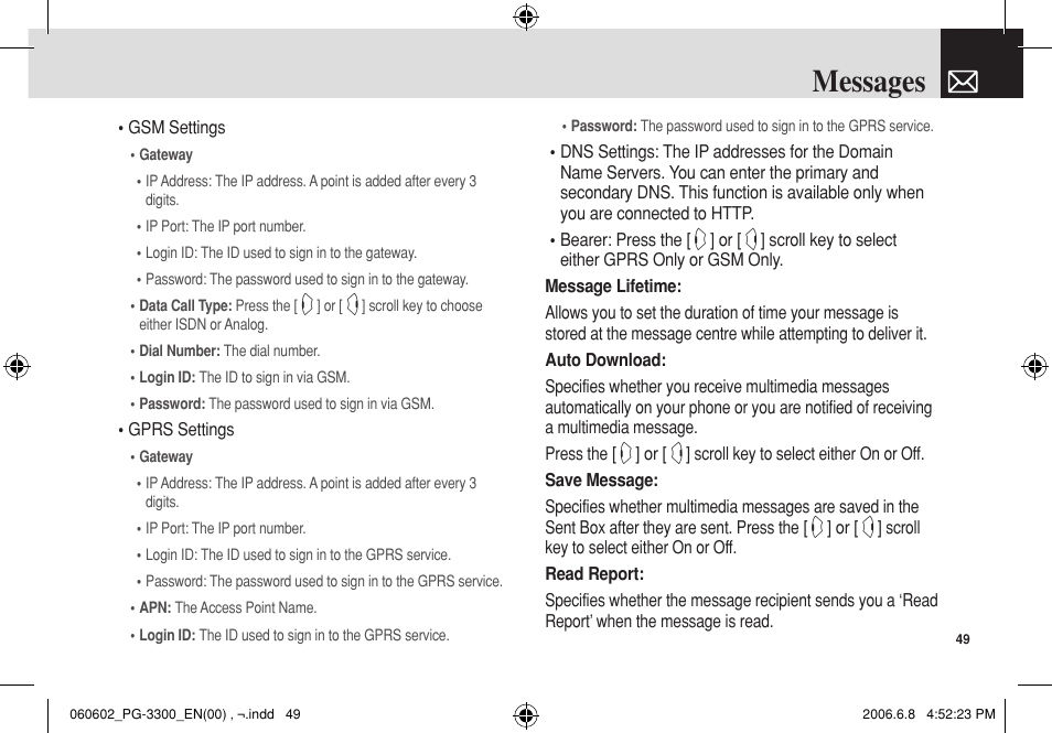 Messages | Pantech PG-3300 User Manual | Page 50 / 105