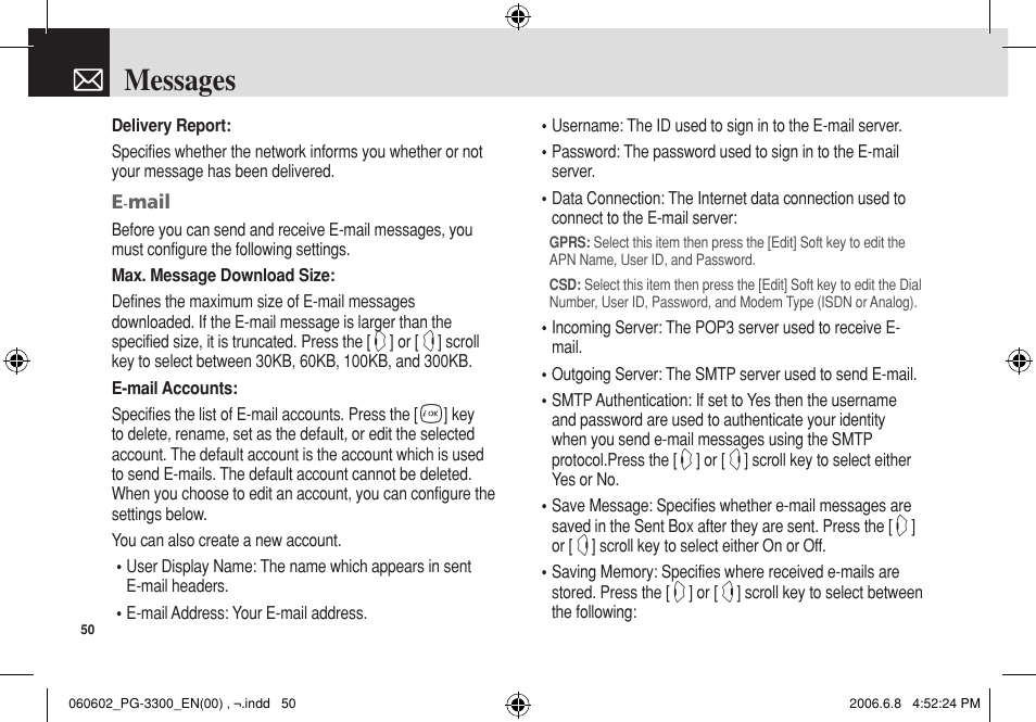 Messages | Pantech PG-3300 User Manual | Page 51 / 105