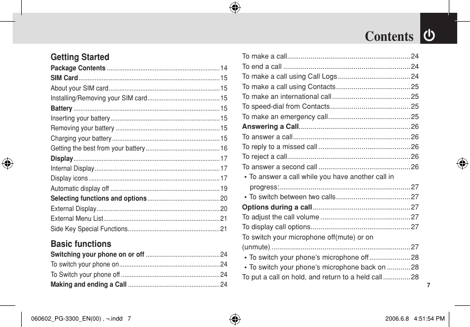 Pantech PG-3300 User Manual | Page 8 / 105