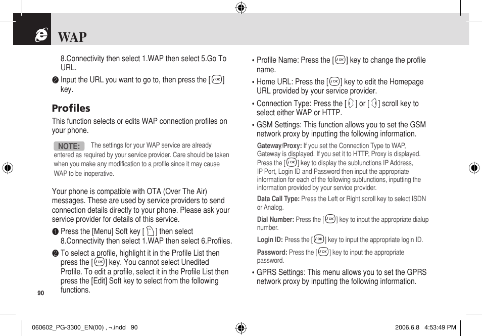 Profiles | Pantech PG-3300 User Manual | Page 91 / 105
