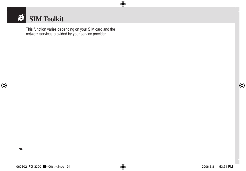 Sim toolkit | Pantech PG-3300 User Manual | Page 95 / 105